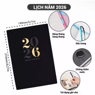Sổ lên kế hoạch Junni 2.026 B5 70gsm bìa cứng 5 màu - Giá ưu đãi 87.000₫