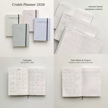 Sổ lịch Planner 2.026 A5 12 tháng Crabit The Unfold Collection Giá ưu đãi 94.000₫