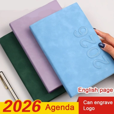 Sổ lịch trình kinh doanh 2.026 A5 da khổ - Khắc logo, tiếng Anh, kế hoạch học sinh, ghi chép - Giá ưu đãi 272.456 VND