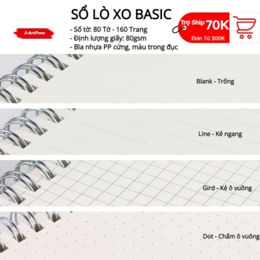 Sổ Lò Xo Basic Dotted Grid Blank Journal – Khổ A5 A6 A4, Giấy J, Giá 30.000 VNĐ 2