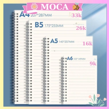 Sổ lò xo kép 80 tờ 160 trang A4 A5 A6 B5 bìa trong giấy caro kẻ ngang bullet journal 28.900₫