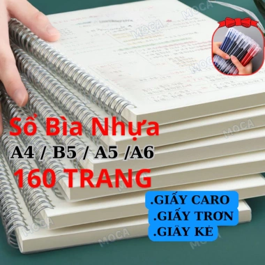 Sổ lò xo kép 80 tờ 160 trang A4 A5 A6 B5 bìa trong giấy caro kẻ ngang bullet journal 28.900₫