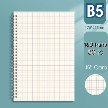 Sổ lò xo kép 80 tờ 160 trang A4 A5 A6 B5 bìa trong giấy caro kẻ ngang bullet journal 28.900₫