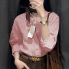 Sơ mi công sở nữ dài tay trễ vai, vải linen mềm mát, form suông rộng trẻ trung - 299.000 VND 3
