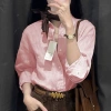 Sơ mi công sở nữ dài tay trễ vai, vải linen mềm mát, form suông rộng trẻ trung - 299.000 VND 4