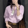 Sơ mi công sở nữ dài tay trễ vai, vải linen mềm mát, form suông rộng trẻ trung - 299.000 VND 5