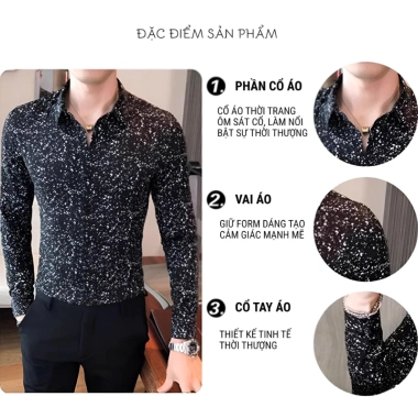 Sơ Mi Nam Hoạ Tiết VERATINO Chấm Bi Vải Lụa Mềm Mịn Mát Chống Nhăn Form Ôm Đẹp Giá 126.419 VND 4