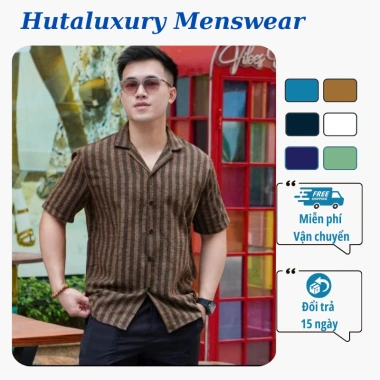 Sơ mi nam kẻ sọc cộc tay cao cấp vải dạ pha đũi: Giá chỉ 260.000 VNĐ