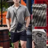 Sơ mi nam kẻ sọc cộc tay cao cấp vải dạ pha đũi: Giá chỉ 260.000 VNĐ 6