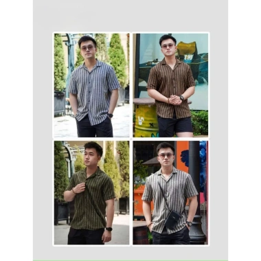 Sơ mi nam kẻ sọc cộc tay cao cấp vải dạ pha đũi: Giá chỉ 260.000 VNĐ