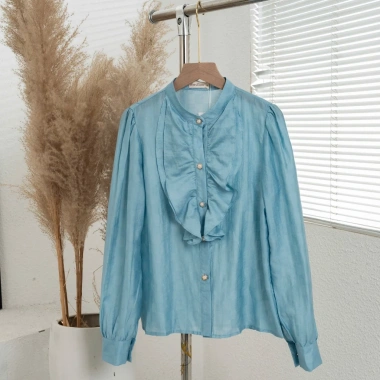 Sơ mi nữ cổ tàu dài tay Evalover bèo ngực lụa tơ thanh lịch - giảm giá 249.000₫ 5 Sơ mi nữ cổ tàu dài tay Evalover bèo ngực lụa tơ thanh lịch - giảm giá 249.000₫ 5