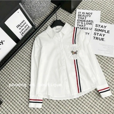 Sơ mi nữ dài tay NEO 2 sọc đen đỏ: Giá chỉ 139k, giảm tới 30%