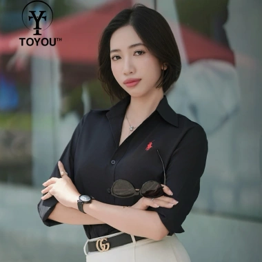 Sơ mi nữ thêu ngựa công sở slim fit cotton cao cấp - Giá ưu đãi 226k 4 Sơ mi nữ thêu ngựa công sở slim fit cotton cao cấp - Giá ưu đãi 226k 4