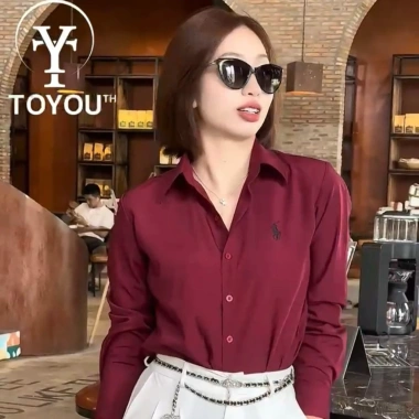 Sơ mi nữ thêu ngựa công sở slim fit cotton cao cấp - Giá ưu đãi 226k