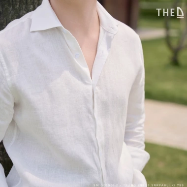 Sơ mi The D Linen Pháp 100% Lanh tự nhiên Regularfit trắng size M-3XL - Giá ưu đãi 799.000₫
