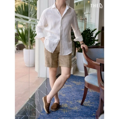 Sơ mi The D Linen Pháp 100% Lanh tự nhiên Regularfit trắng size M-3XL - Giá ưu đãi 799.000₫