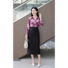 Sơ mi tơ Hàn hoa tím nữ dài tay cao cấp, họa tiết hoa to sang trọng công sở - 369k 4