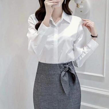 Sơ mi Trắng công sở dài tay Nẹp Cúc – Giá chỉ 152.000đ, phong cách chuyên nghiệp
