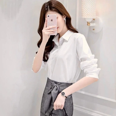 Sơ mi Trắng công sở dài tay Nẹp Cúc – Giá chỉ 152.000đ, phong cách chuyên nghiệp
