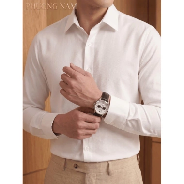 Sơ mi trắng đen nam cổ vải chống nhăn, cổ cứng gài nút vest Giá ưu đãi 416.900₫ 6