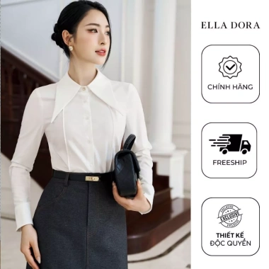 Sơ mi trắng nữ ELLA DORA cổ đức to nhọn sang trọng thanh lịch, giá 599.000đ