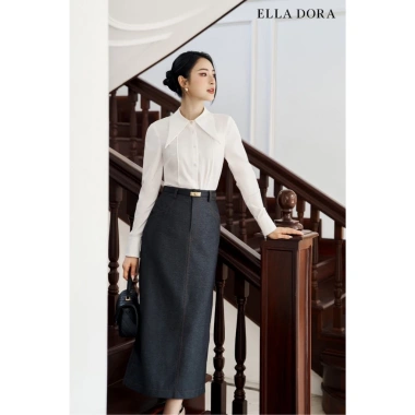 Sơ mi trắng nữ ELLA DORA cổ đức to nhọn sang trọng thanh lịch, giá 599.000đ