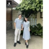 Sơ Mi Váy Đôi Fig Tree Sọc Đứng Trắng Xanh - Lên Dáng Cực Xinh, Giá Chỉ 220.000 cho Couple 3