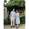 Sơ Mi Váy Đôi Fig Tree Sọc Đứng Trắng Xanh - Lên Dáng Cực Xinh, Giá Chỉ 220.000 cho Couple 4