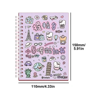 Sổ nhật ký Washi 16 tờ PET Kpop Sticker DIY 1.000+ mẫu hoạt hình thêu sò dán - 79.200đ 2