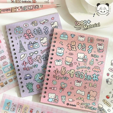 Sổ nhật ký Washi 16 tờ PET Kpop Sticker DIY 1.000+ mẫu hoạt hình thêu sò dán - 79.200đ 3