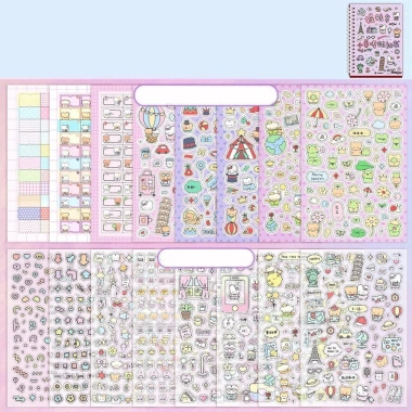 Sổ nhật ký Washi 16 tờ PET Kpop Sticker DIY 1.000+ mẫu hoạt hình thêu sò dán - 79.200đ 5