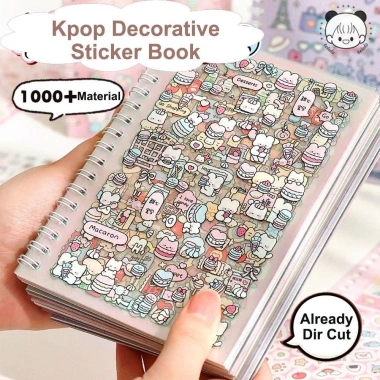 Sổ nhật ký Washi 16 tờ PET Kpop Sticker DIY 1.000+ mẫu hoạt hình thêu sò dán - 79.200đ 8