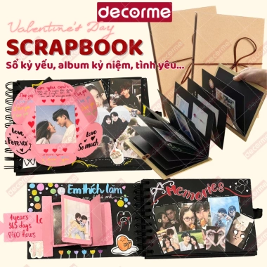 Sổ Scrapbook A5 DecorMe 30 tờ - Ghi chép kỷ yếu, nhật ký, dán ảnh cỡ lớn, 25.300₫