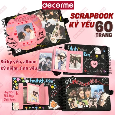 Sổ Scrapbook A5 DecorMe 30 tờ - Ghi chép kỷ yếu, nhật ký, dán ảnh cỡ lớn, 25.300₫
