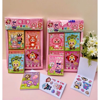 Sổ Sticker Baby Three 1 Lốc 40 Sổ - 12 Trang Hình Dán Dễ Thương, Giá Ưu Đãi 135k 2