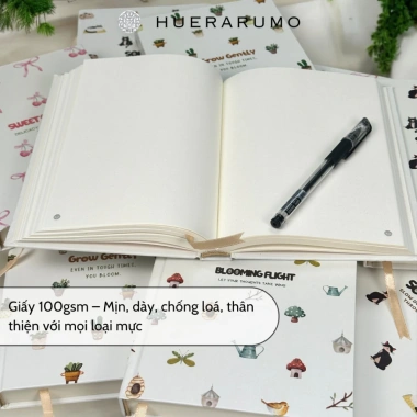 Sổ tay A5 300 trang HUERARUMO bìa cứng 100gsm Dot Grid Kẻ Ngang Caro Planner Bullet Journal - Giá ưu đãi 92.000₫