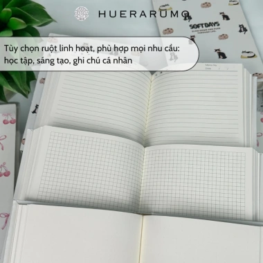 Sổ tay A5 300 trang HUERARUMO bìa cứng 100gsm Dot Grid Kẻ Ngang Caro Planner Bullet Journal - Giá ưu đãi 92.000₫