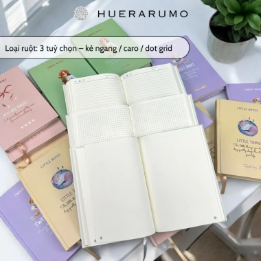 Sổ tay A5 bìa cứng 200 trang HUERARUMO giấy 100gsm dot/caro/kẻ Bullet Journal 79.000₫