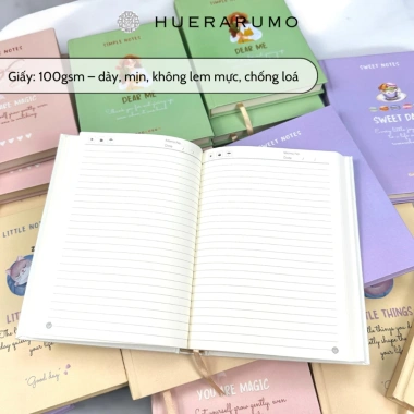 Sổ tay A5 bìa cứng 200 trang HUERARUMO giấy 100gsm dot/caro/kẻ Bullet Journal 79.000₫
