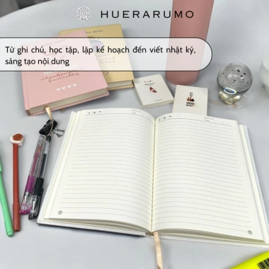 Sổ tay A5 bìa cứng 200 trang HUERARUMO giấy 100gsm dot/caro/kẻ Bullet Journal 79.000₫
