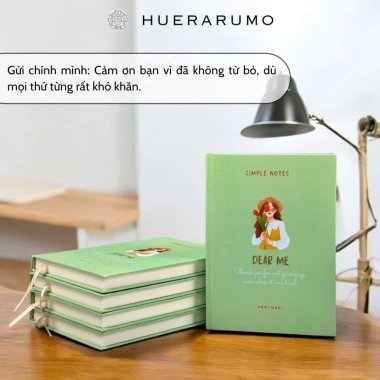 Sổ tay A5 bìa cứng 200 trang HUERARUMO giấy 100gsm dot/caro/kẻ Bullet Journal 79.000₫