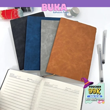 Sổ Tay A5 Bìa Da Cao Cấp Bullet Journal Ruột Kẻ Ngang Nhiều Màu Buka - Giá Ưu Đãi 33.900 đồng