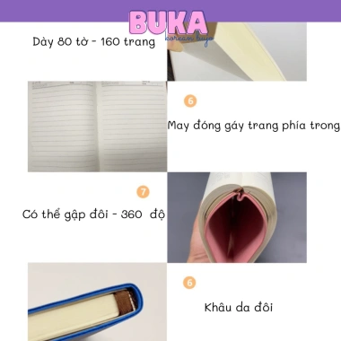 Sổ Tay A5 Bìa Da Cao Cấp Bullet Journal Ruột Kẻ Ngang Nhiều Màu Buka - Giá Ưu Đãi 33.900 đồng