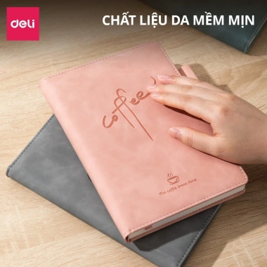 Sổ Tay A5 Bìa Da Deli 288 Trang Kẻ Ngang Chống Nước Quà Tặng Sang Trọng 109k