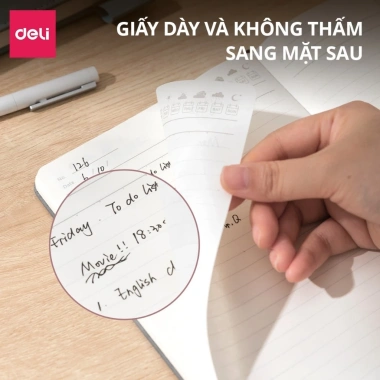 Sổ Tay A5 Bìa Da Deli 288 trang kẻ ngang, chống nước, sang trọng - Giá 95.000