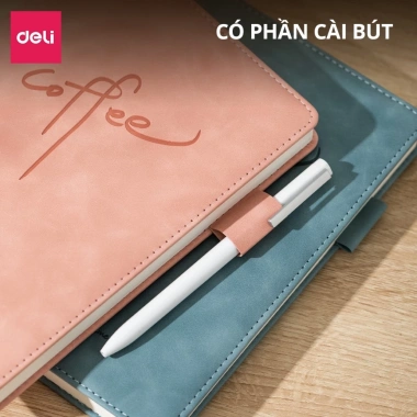 Sổ Tay A5 Bìa Da Deli 288 trang kẻ ngang, chống nước, sang trọng - Giá 95.000