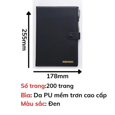 Sổ tay B5 bìa da mềm màu đen cao cấp kèm bút Heeton A16.833 - Giá chỉ 86.450 VND