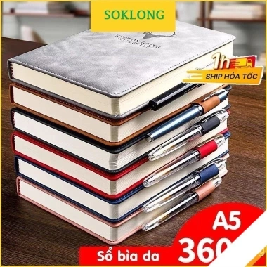 Sổ tay bìa da A5 360 trang hình hươu Tuệ Minh S06 kèm cài bút, ghi chép, kế hoạch