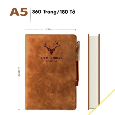 Sổ tay bìa da A5 360 trang hình hươu Tuệ Minh S06 kèm cài bút, ghi chép, kế hoạch 8 Sổ tay bìa da A5 360 trang hình hươu Tuệ Minh S06 kèm cài bút, ghi chép, kế hoạch 8