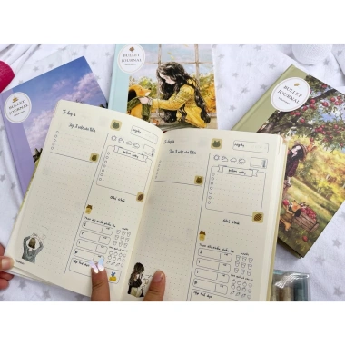Sổ tay Bullet Journal 120Gsm A5 planner vintage cute Lalunavn B88 - Chỉ 40.000đ